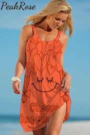 Choose Happiness Beach Sleeveless Dress S / Orange