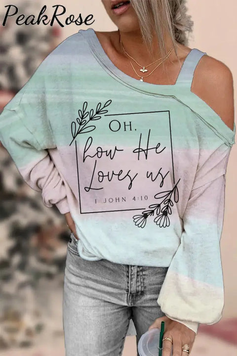 Christian Faith Cross Jesus Inspirational Quotes Print Off-Shoulder Blouse