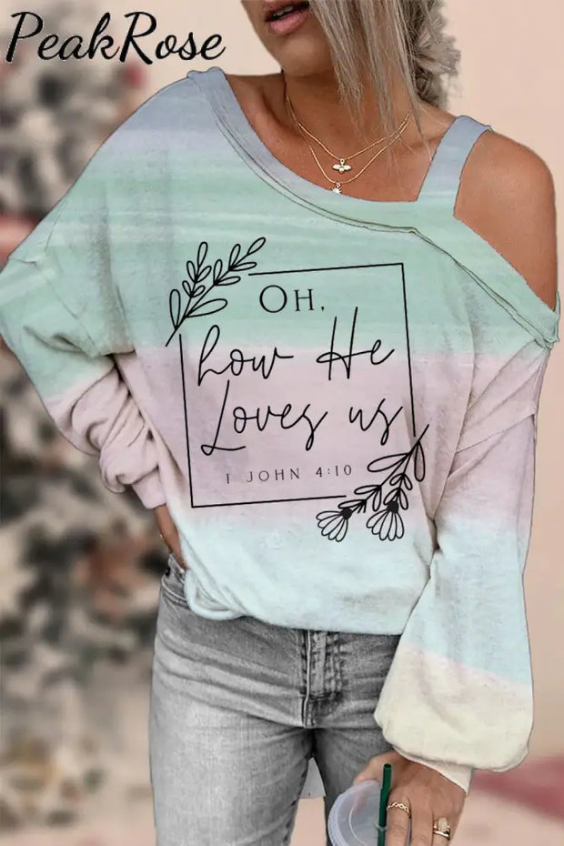 Christian Faith Cross Jesus Inspirational Quotes Print Off-Shoulder Blouse