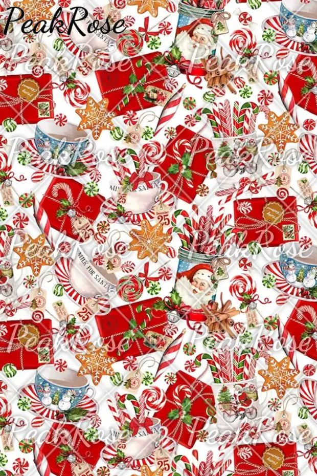 Christmas Candy And Santa Print Sleeveless Dress