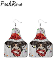 Christmas Cow Earrings One-Size / Photo Color2