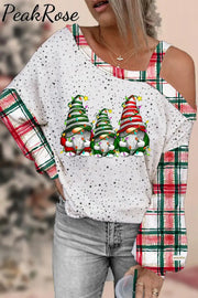 Christmas Gnome Plaid Blouse S / Photo Color