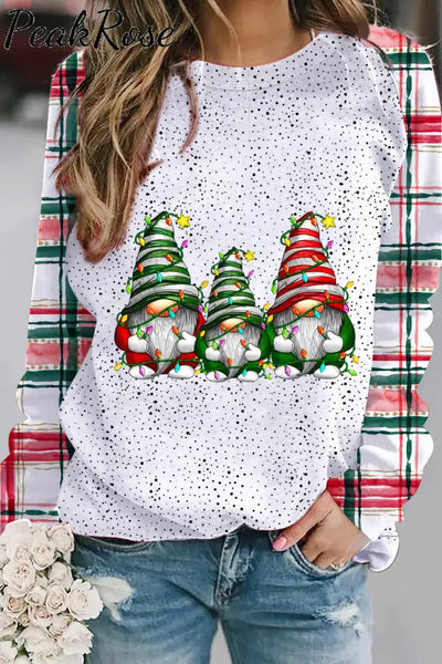 Christmas Gnome Plaid Sweatshirt S / Photo Color