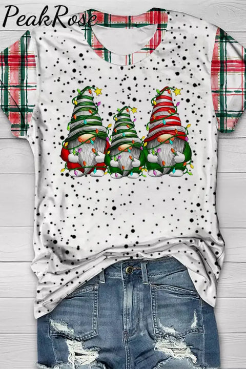 Christmas Gnome Plaid T-Shirt