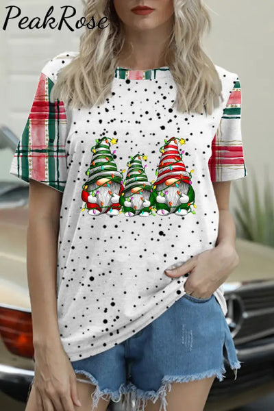 Christmas Gnome Plaid T-Shirt S