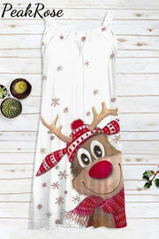 Christmas Reindeer Print Sleeveless Dress