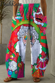 Christmas Santa Claus Hippie Art Loose Pockets Pants Pocket