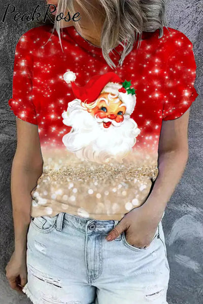 Christmas Santa Short Sleeve T-Shirt S / Photo Color