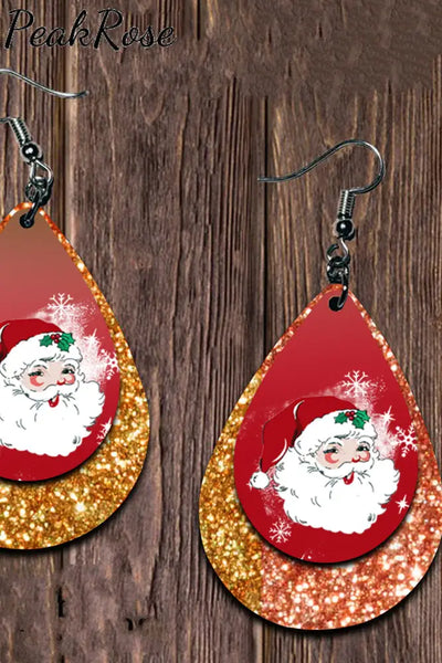 Christmas Santa With Glitter Earrings One-Size