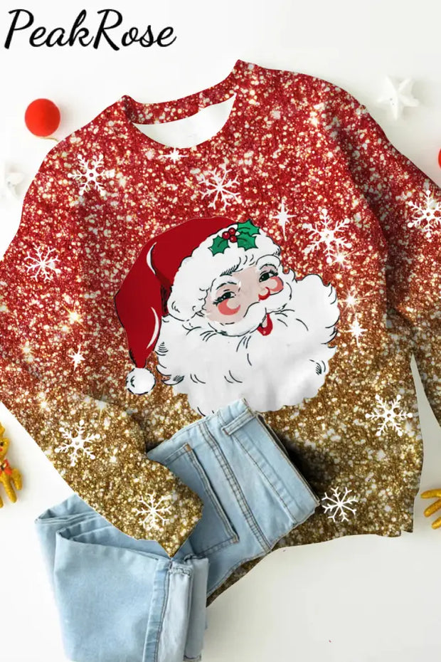 Christmas Santa With Glitter Sweatshirt