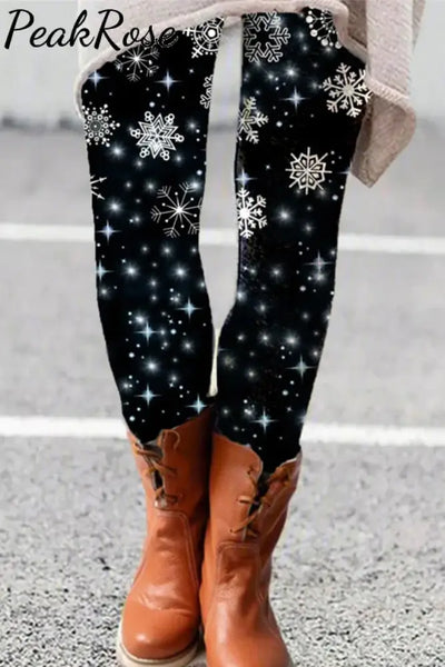 Christmas Snowflake Plaid Sheath Leggings Leggings