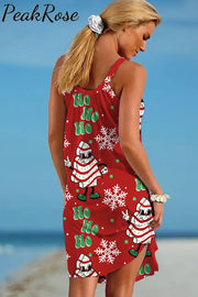 Christmas Tree Cakes Print Sleeveless Dress