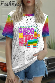 Cinco De Drinko Horse Mexican Festival Printed Round Neck T-Shirt White / S T-Shirt