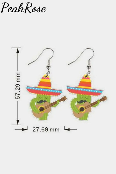 Cinco De Mayo Mexican Shape Earrings One-Size / Cactus