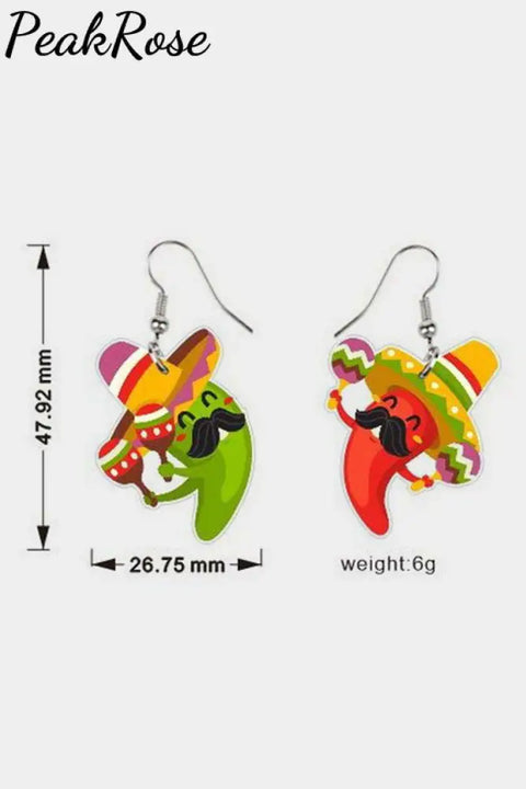 Cinco De Mayo Mexican Shape Earrings One-Size / Peppers