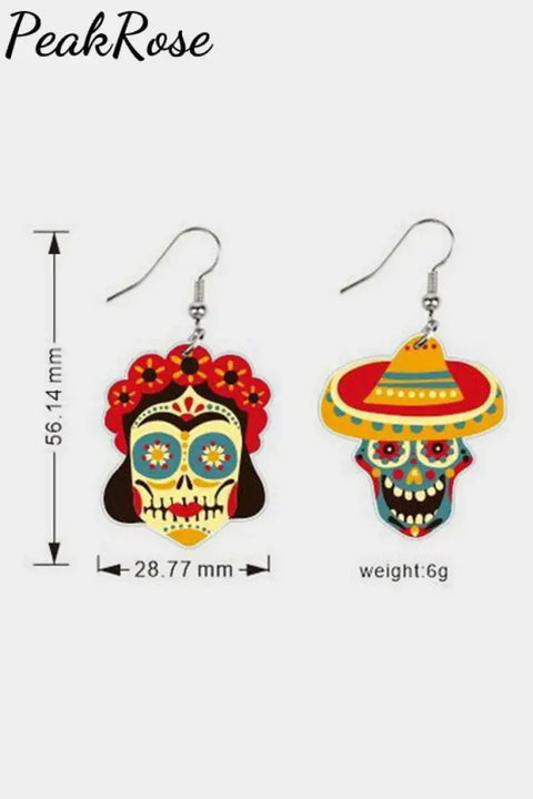 Cinco De Mayo Mexican Shape Earrings One-Size / Skull Mask