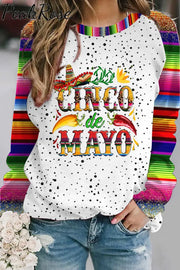 Cinco De Mayo With Sombrero Hat And Peppers Print Sweatshirt S / White