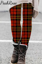 Classic Retro Red & Yellow Plaid With Championship Team Trophy Leggings Leggings