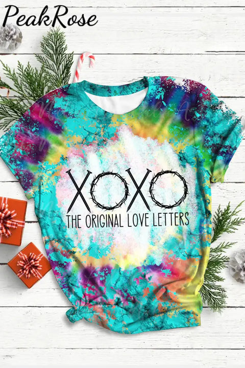 Colorful Tie Dye Easter The Original Love Letters Round Neck Short Sleeve T-Shirt