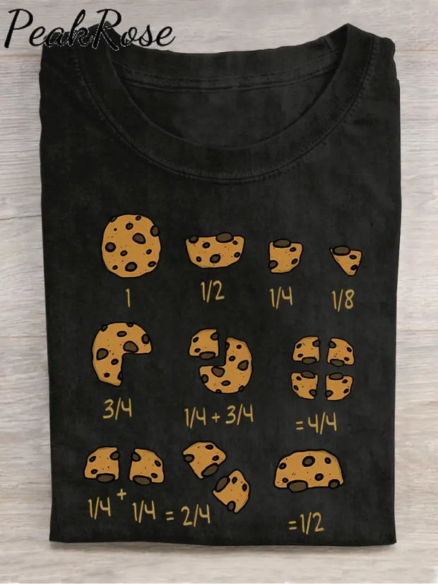 Cookie Fractional Numbers Math Teacher Casual Print T-Shirt Black / S Hot Sell