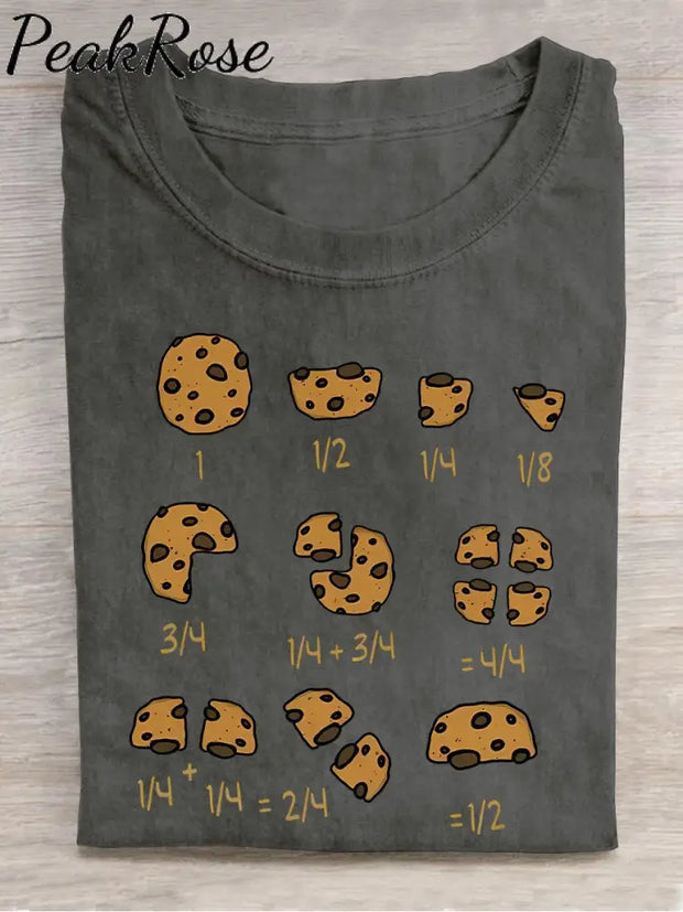 Cookie Fractional Numbers Math Teacher Casual Print T-Shirt Grey / S Hot Sell