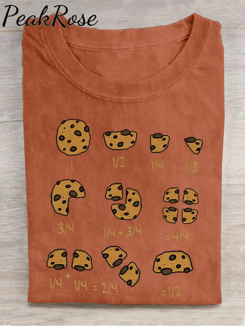 Cookie Fractional Numbers Math Teacher Casual Print T-Shirt Orange / S Hot Sell