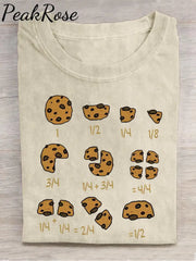 Cookie Fractional Numbers Math Teacher Casual Print T-Shirt Sand / S Hot Sell