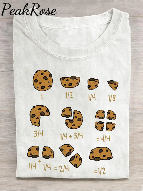 Cookie Fractional Numbers Math Teacher Casual Print T-Shirt White / S Hot Sell