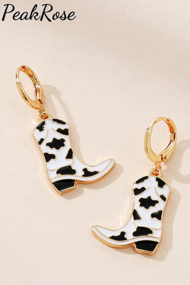 Cow Cowboy Boots Alloy Earrings