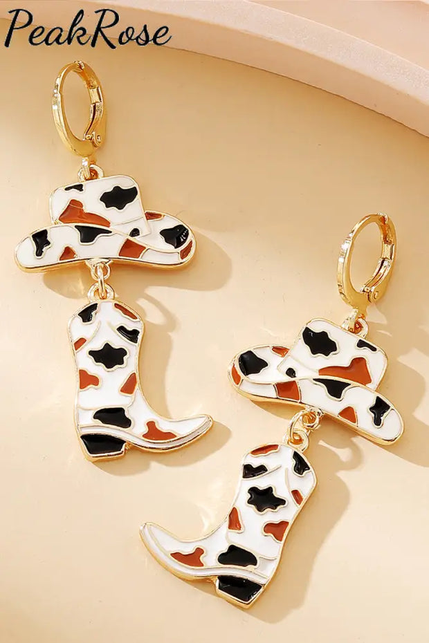 Cow Cowboy Hat&Boots Alloy Earrings One-Size / Color2