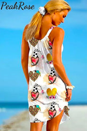 Cow Gnomes & Hearts Love Leopard Print Sleeveless Dress