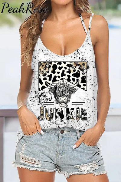 Cow Junkie Print Halter Top Tops