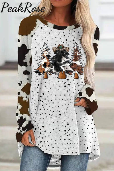 Cowhide Trees Print Tunic S / Photo Color