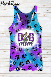 Cute Dog Paw Roaming The Milky Way Starry Sky Mom Racerback Tank Top S / Photo Color