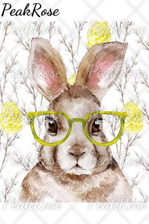 Cute Easter Bunny With Glasses In Eggs Forest Printed Sweatshirt