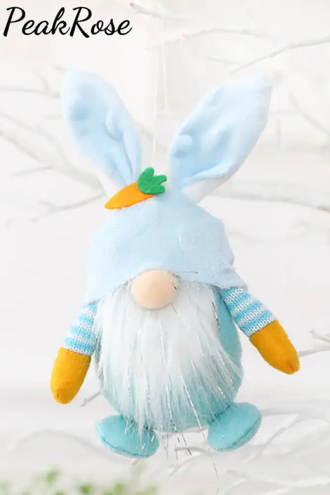 Cute Easter Gnome Doll Pendant With Bunny Ears Hat Blue