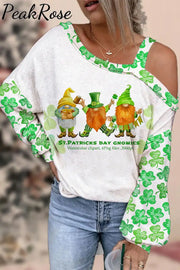 Cute Green Clover Elf Gnome Dwarf Off Shoulder Blouse