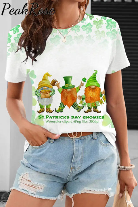 Cute Green Clover Elf Gnome Dwarf Short-Sleeved T-Shirt