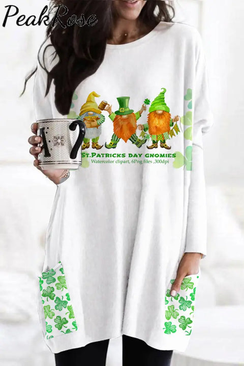 Cute Green Clover Elf Gnome Dwarf Tunic With Pockets