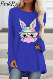 Cute Rainbow Turban Glasses Rabbit Blowing Bubbles Tunic