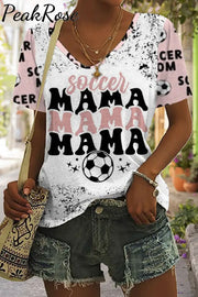 Cute Soccer Rock Print Tie-Dye V Neck T-Shirt T-Shirt