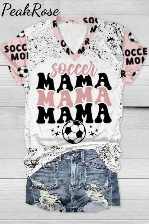 Cute Soccer Rock Print V Neck T-Shirt T-Shirt