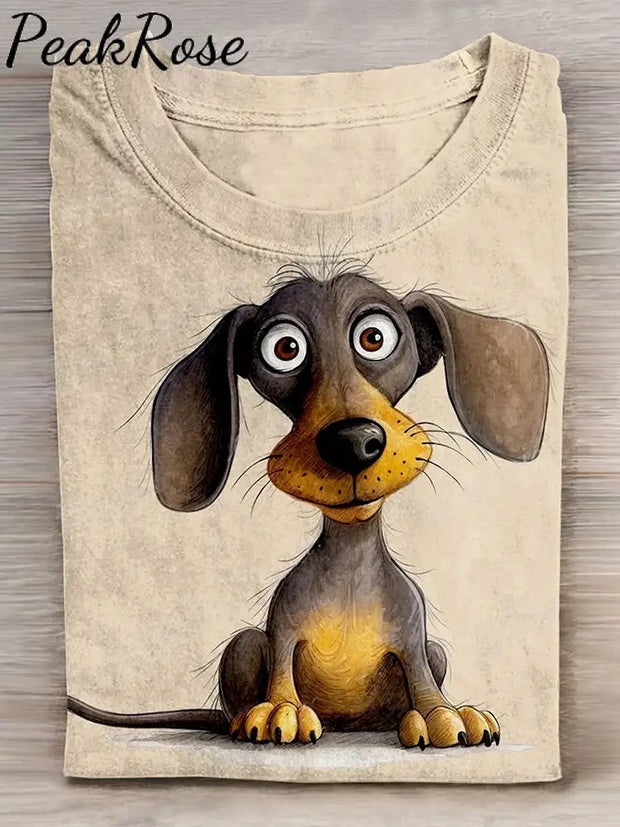 Dachshund Dog Art Print Casaul Short Sleeve T-Shirt Hot Sell