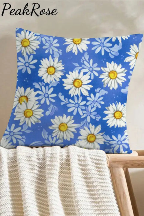 Daisy Floral Hello Spring Print Pillow Cover / One Size