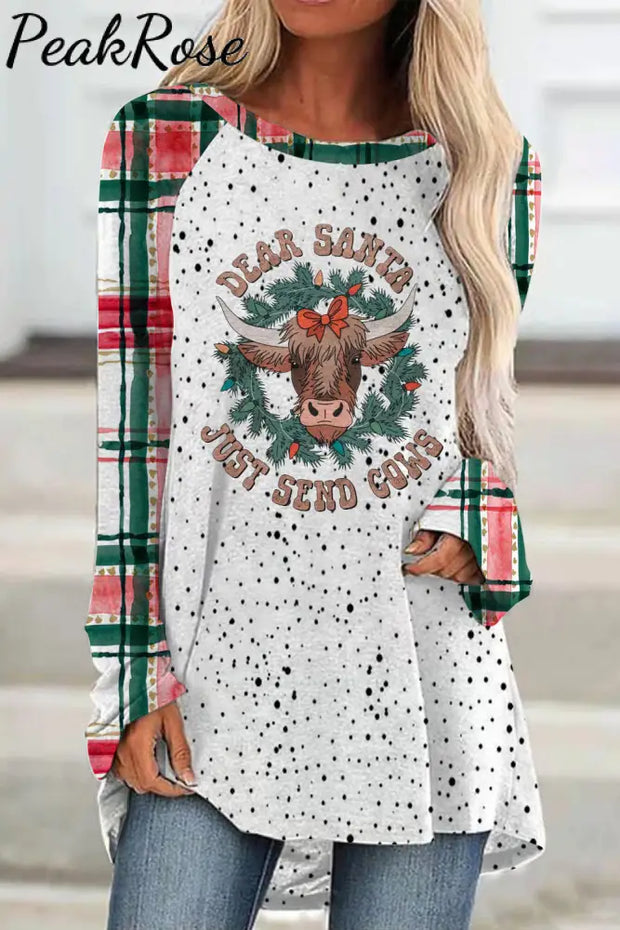 Dear Santa Just Send Cows Print Tunic