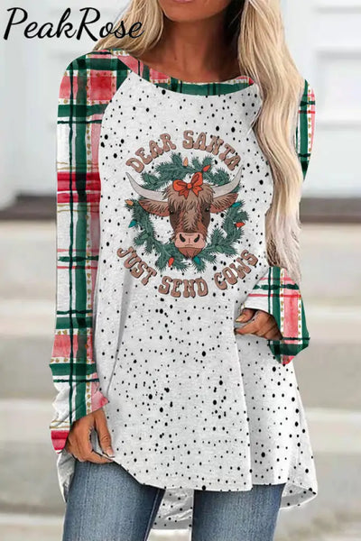 Dear Santa Just Send Cows Print Tunic S / Photo Color