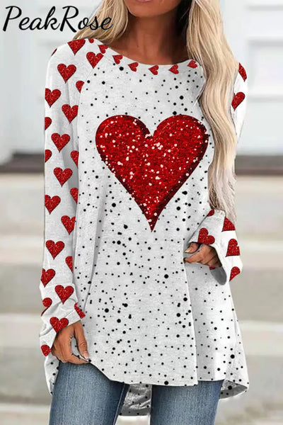 Diamond Heart Loose Tunic S / Polka