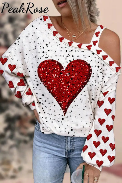 Diamond Heart Off-Shoulder Blouse S / Polka