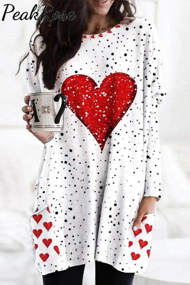 Diamond Heart Tunic With Pockets S / Polka