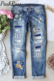 Don’t Jugde What You Understand Print Ripped Denim Jeans